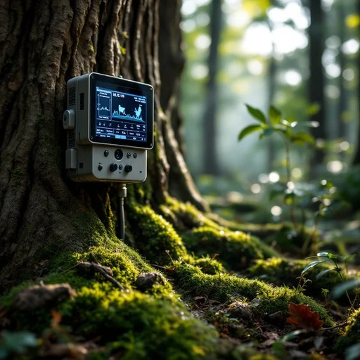 Concept image showing technology integrated with nature, symbolizing sustainable mining and environmental balance